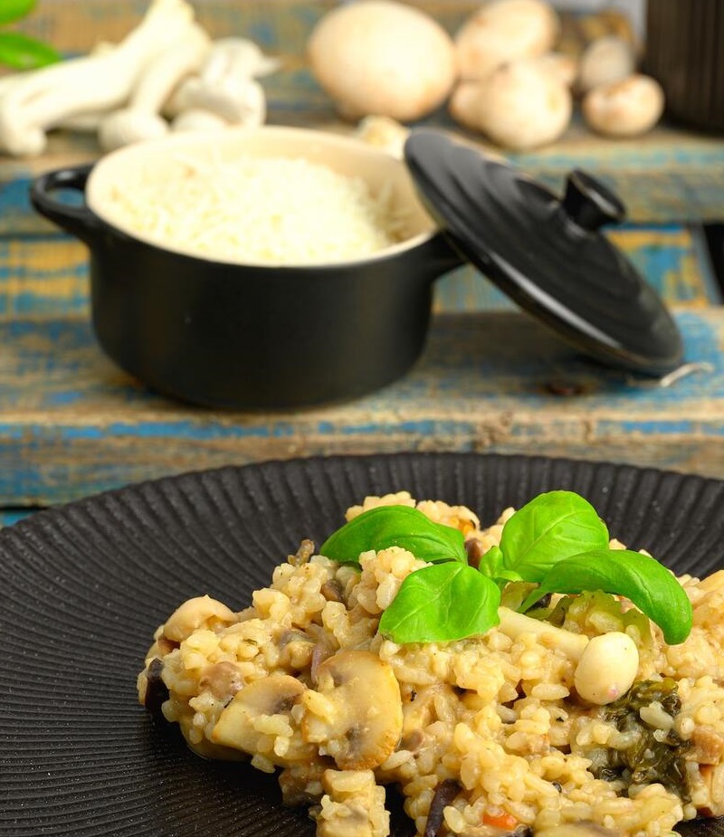 Risotto de champiñones y espárragos